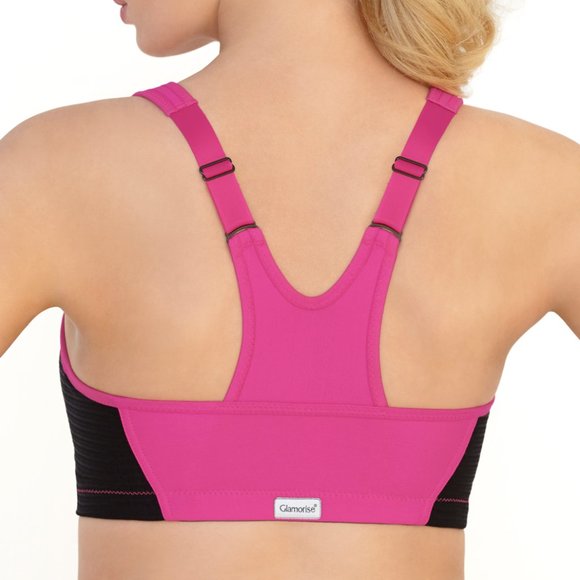 Set of 3! 32D Glamorise SPORT Bra (HIGH-IMPACT) Pink (RACERBACK) T-Back Zip NEW - Picture 5 of 16